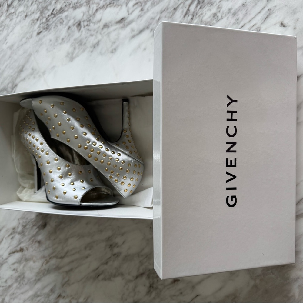 Givenchy Silver Gold Studded Heels